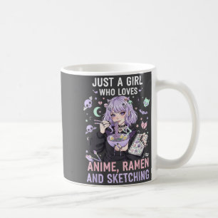 Caneca De Café Apenas Uma Garota Que Ama Anime Ramen E Esboçar Ma