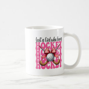 Caneca De Café Apenas Uma Garota Que Ama Hockey Coquette Bow