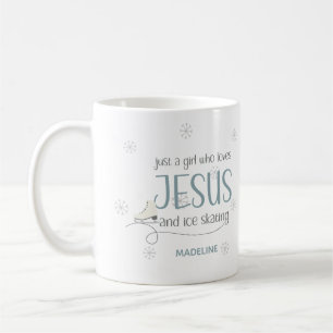 Caneca De Café Apenas uma garota que ama Jesus e patinação no gel