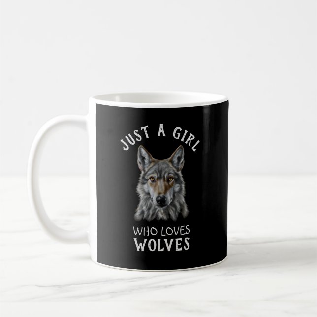 Caneca De Café Apenas uma garota que ama lobos (Esquerda)