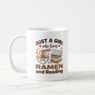 Caneca De Café Apenas uma garota que ama ramen e ler, leitora