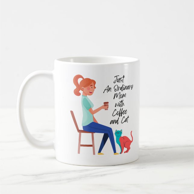 Caneca De Café Apenas uma mãe comum com café e gato (Esquerda)