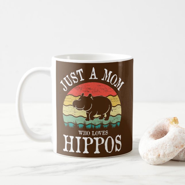 Caneca De Café Apenas Uma Mãe Que Ama Hippos  (Com Donut)
