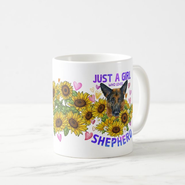 Caneca De Café Apenas Uma Menina Que Ama Pastor Alemão Floral (Frente Esquerda)