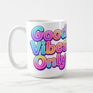 Caneca De Café Apenas Vibrações Positivas Tipografia Colorida Pre
