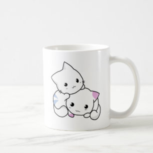 Caneca De Café Aperto branco bonito dos gatinhos