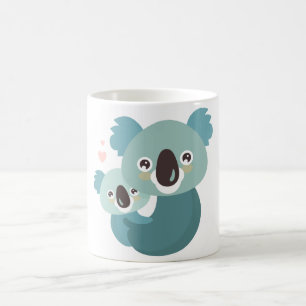 Caneca De Café Aperto doce da mãe e do bebê do koala dos desenh