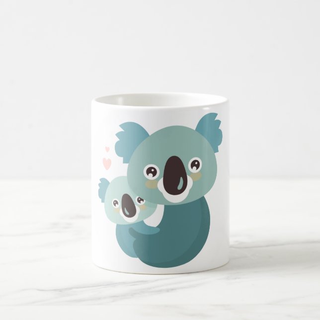 Caneca De Café Aperto doce da mãe e do bebê do koala dos desenhos (Centro)