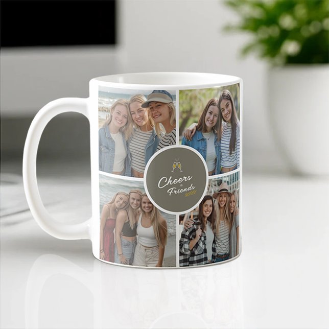 Caneca De Café Aplausos personalizáveis para a colagem de 8 fotos (Criador carregado)