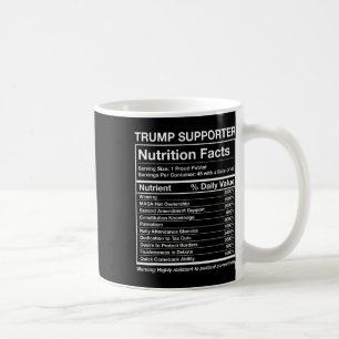 Caneca De Café Apoiador de Trump Mega 45 47 Rótulo de Nutrição En