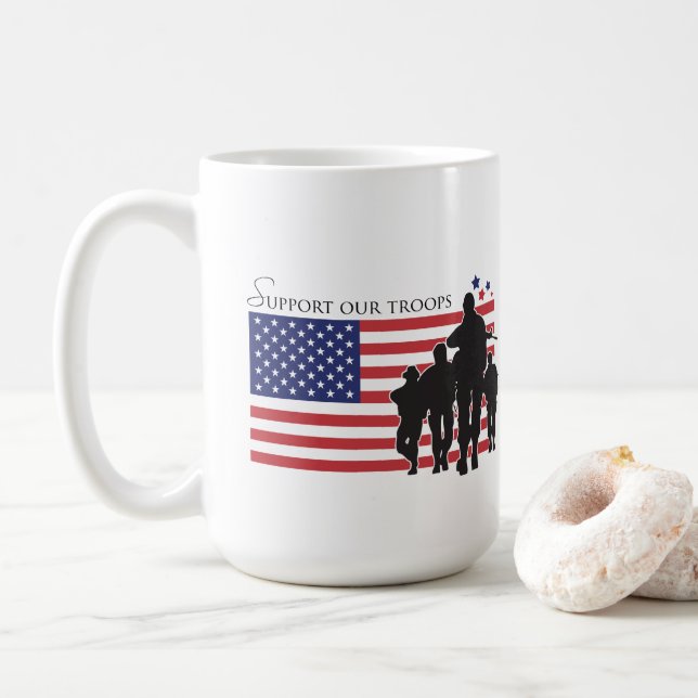 Caneca De Café Apoiar as nossas tropas (Com Donut)