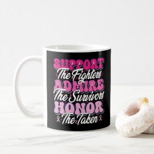 Caneca De Café Apoiar Laço Rosa Admiração Honra Conscientização d