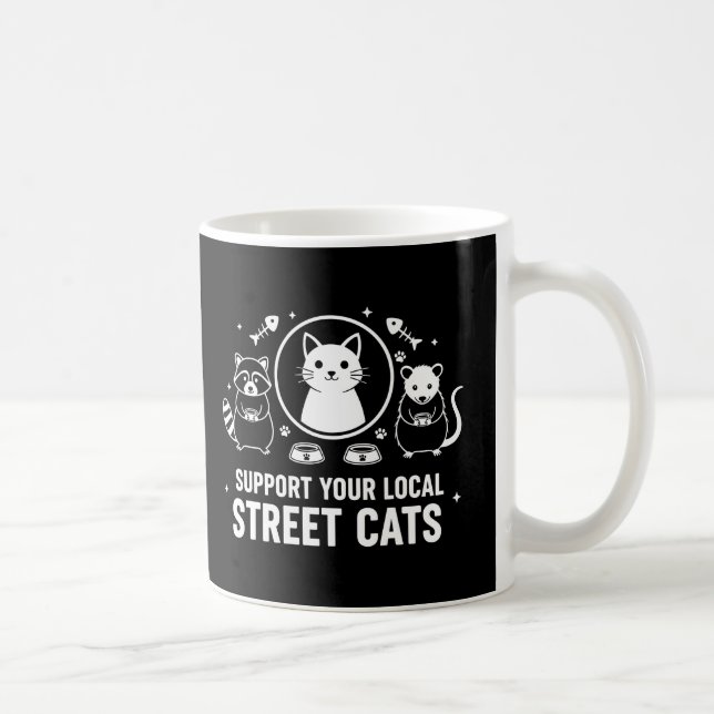 Caneca de Café 'Apoie os Gatos de Rua da Sua Local (Direita)