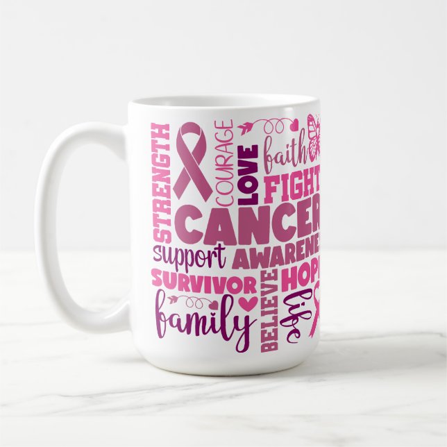 CANECA DE CAFÉ APOIO AO CANCER DE MAMA E CONSCIÊNCIA (Esquerda)
