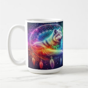 Caneca De Café Apoio de Sonhos com Lobo Místico