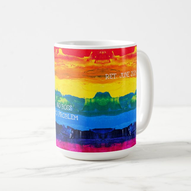 Caneca De Café Aposentado Data Engraçado Alô Pensão Pintura Artís (Frente Esquerda)