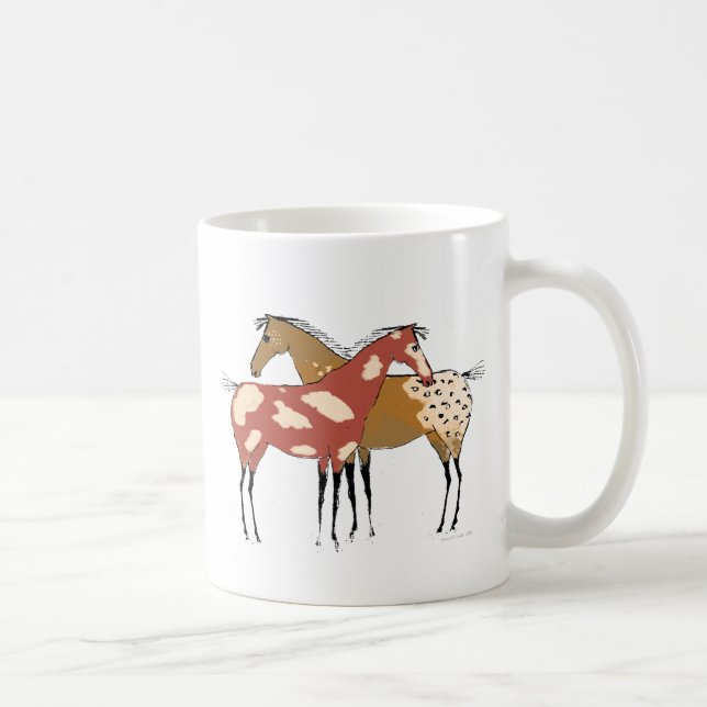 Caneca De Café Appaloosa de dois cavalos & design da pintura (Direita)