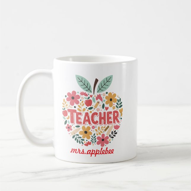 Caneca De Café Apple & Book do professor - Educador clássico (Esquerda)