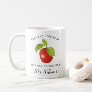 Caneca De Café Apple Teacher Apprecie Nome Mug Gift