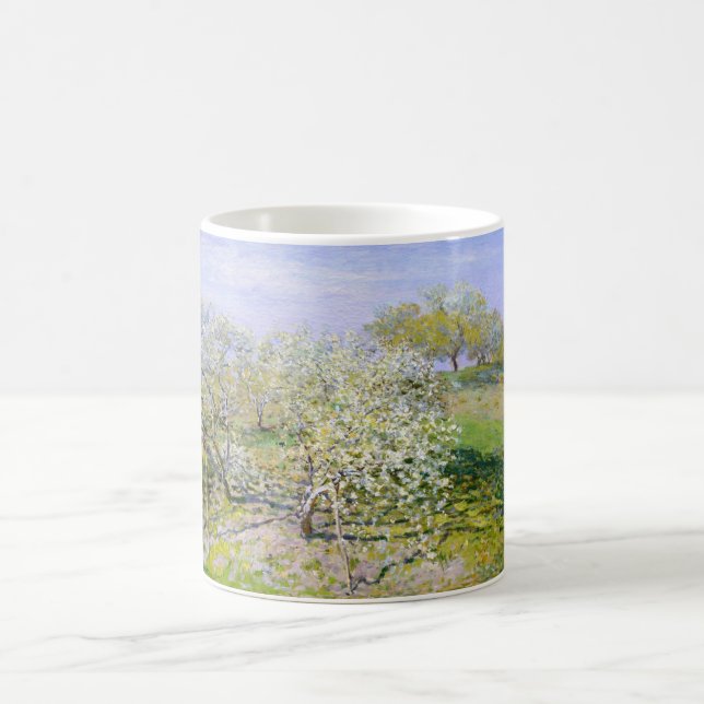 Caneca De Café Apple Trees in Bloom (por Claude Monet) (Centro)