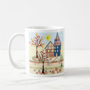 Caneca De Café Applique, casas, vila