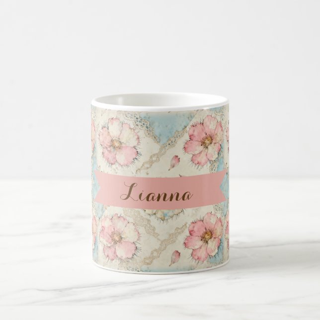 Caneca De Café Applique Floral Patchwork (Centro)