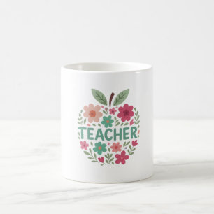 Caneca De Café Apreciação de Professores de Apple Floral