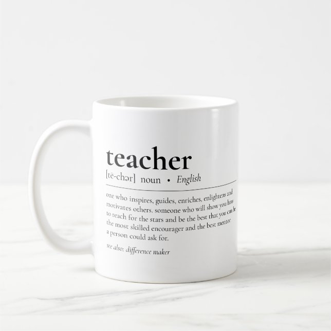 Caneca De Café Apreciação Moderna de Citação de Definição de Prof (Esquerda)