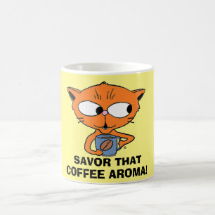 Caneca De Café APRECIE O AROMA DE CAFÉ! Gato bebendo Café