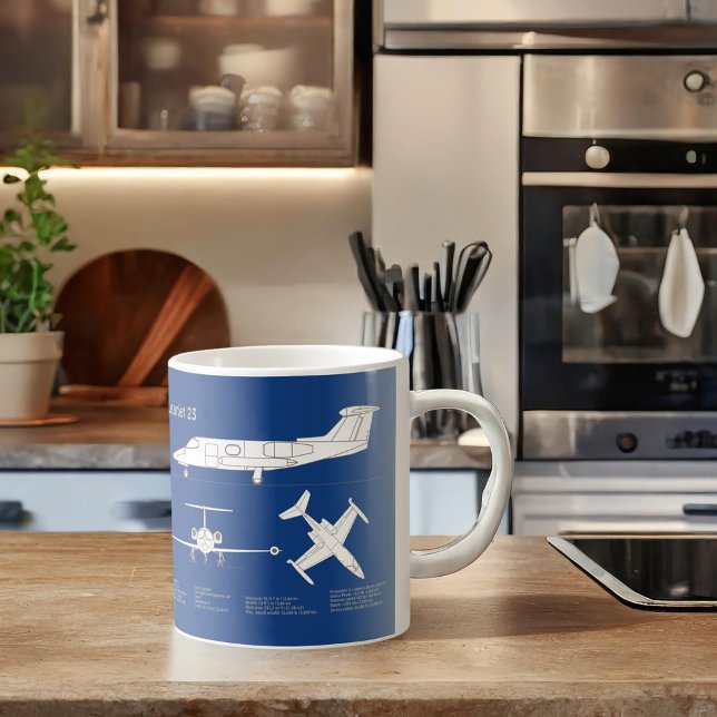 Caneca De Café Aprenda 23 - Planos de desenho de projeto de avião (Criador carregado)