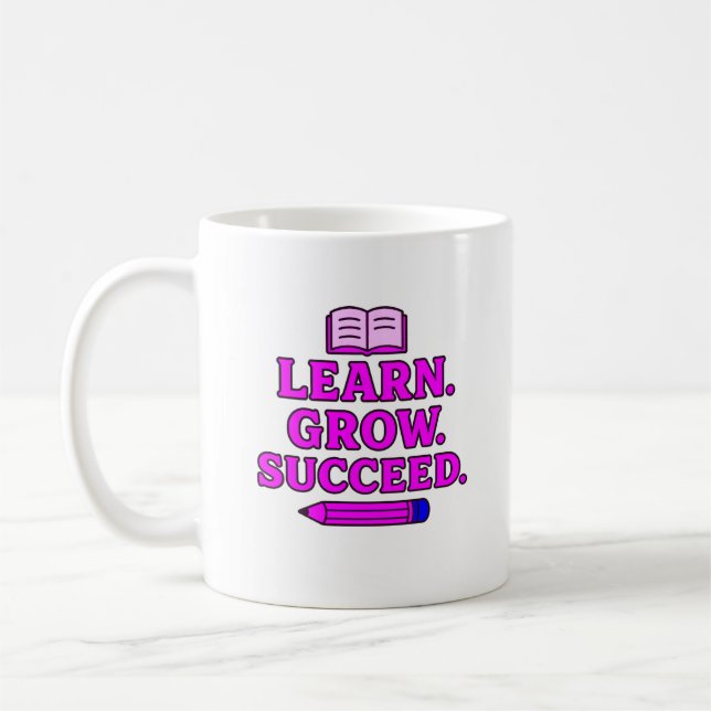 Caneca De Café Aprenda. Cresça. Bem-sucedido. Motivação (Esquerda)