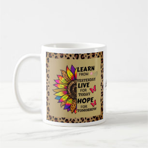 Caneca De Café Aprenda Ontem com o Rainbow Sunflower Dourado