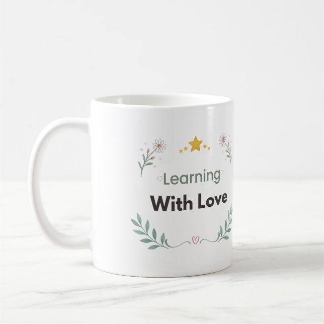 Caneca De Café Aprendendo Com Amor Professora Floral (Esquerda)