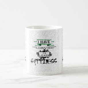 Caneca De Café Aprender a FELICIDADE, lições das aspas da vida
