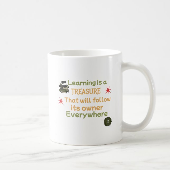 Caneca De Café Aprender é um tesouro. (Direita)
