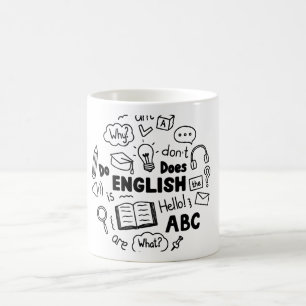 Caneca De Café Aprendizado de Inglês com Design de Expressão Idio