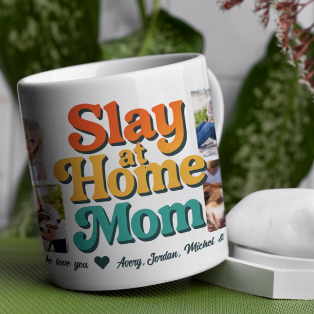 Caneca De Café Apresentação em casa Mãe Personalizada Colagem de  (Celebrate mom's one-of-a-kind style with this playful and heartfelt design! )