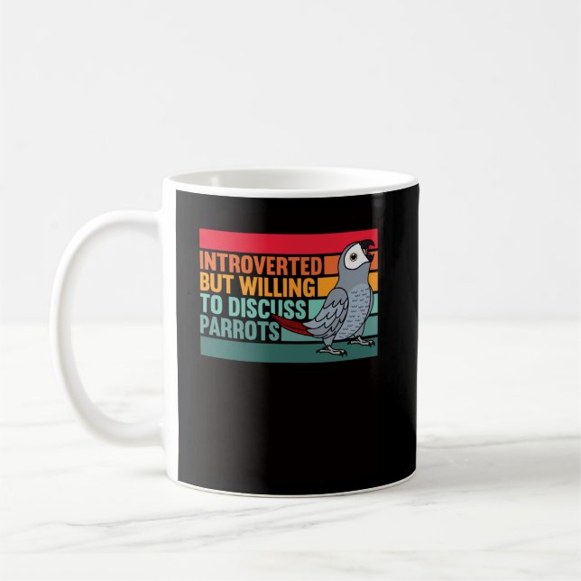 Caneca De Café Apresentada Mas Parrots Cinza Africana (Esquerda)