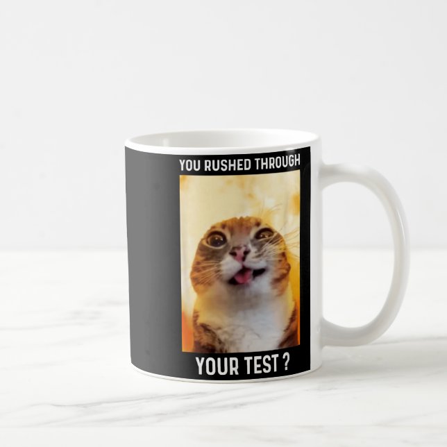 Caneca De Café Apressado Pelo Teste Dia De Teste Engraçado Gato P (Direita)