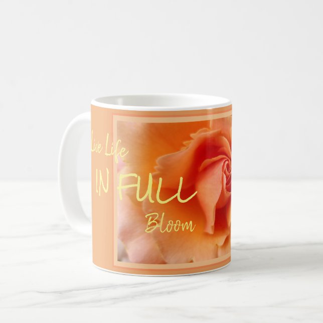 Caneca De Café Apricot Peach Rosa Flower Close (Fechar foto) (Frente Esquerda)