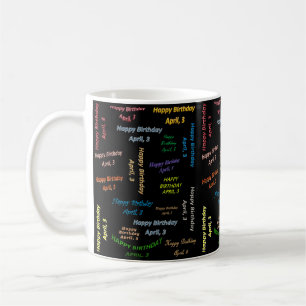 Caneca De Café April, 3 Birthday Mug