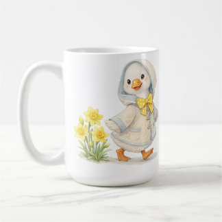 Caneca De Café April Goose daffodils cute valentine illustration