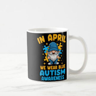 Caneca De Café April wear blue autism acceptance gnome puzzle 