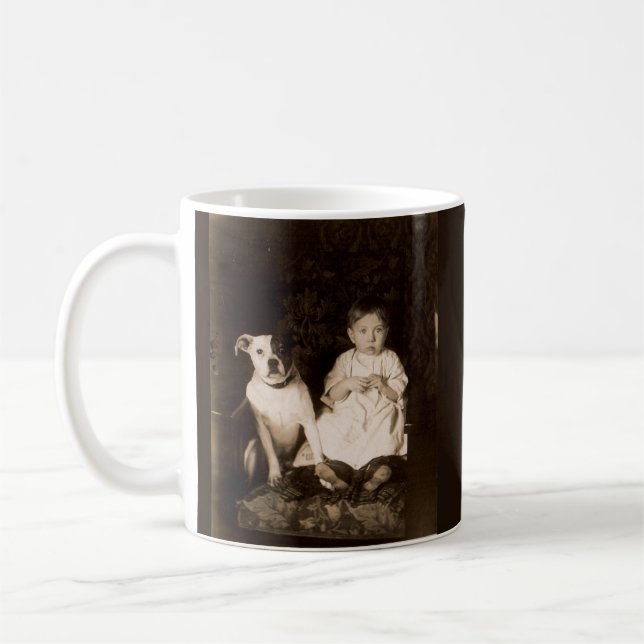 Caneca De Café aproximadamente 1910 pitbull e bebê RPPC (Esquerda)