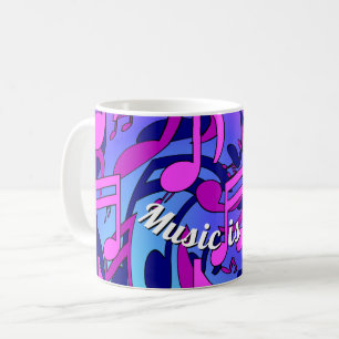 Caneca De Café Aqua azul roxo do rosa vívido bonito das notas da