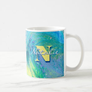 Caneca De Café Aqua Blue Acryflow Art Coffee Mug