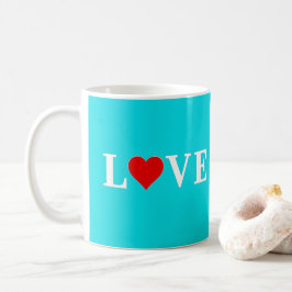 Caneca De Café Aqua Blue LOVE Heart