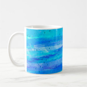 Caneca De Café Aqua Blue, Purple e Teal Abstrato Art