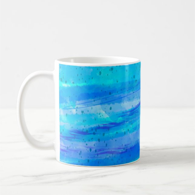 Caneca De Café Aqua Blue, Purple e Teal Abstrato Art (Esquerda)