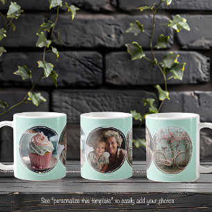 Caneca De Café Aqua C112 - Colagem de fotos circulares modelo 3
